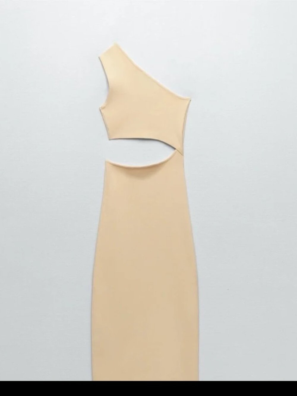 Zara Cream One Shoulder Cut Out Midi Dress
